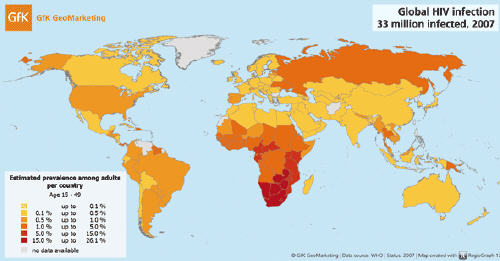 GfK GeoMarketing Map of the Month - December A global view of HIV infection